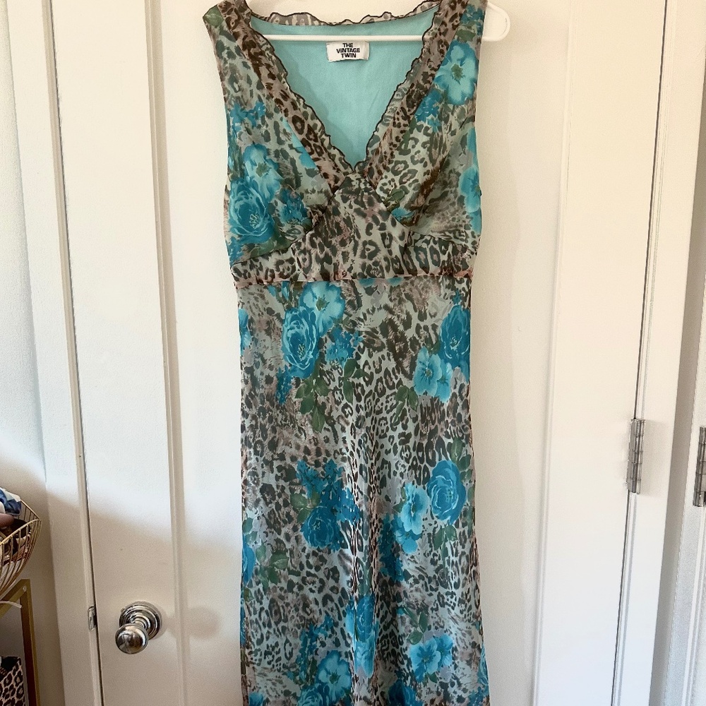 Vintage Print Dress With Animal Print And Flowers, SIZE M-L